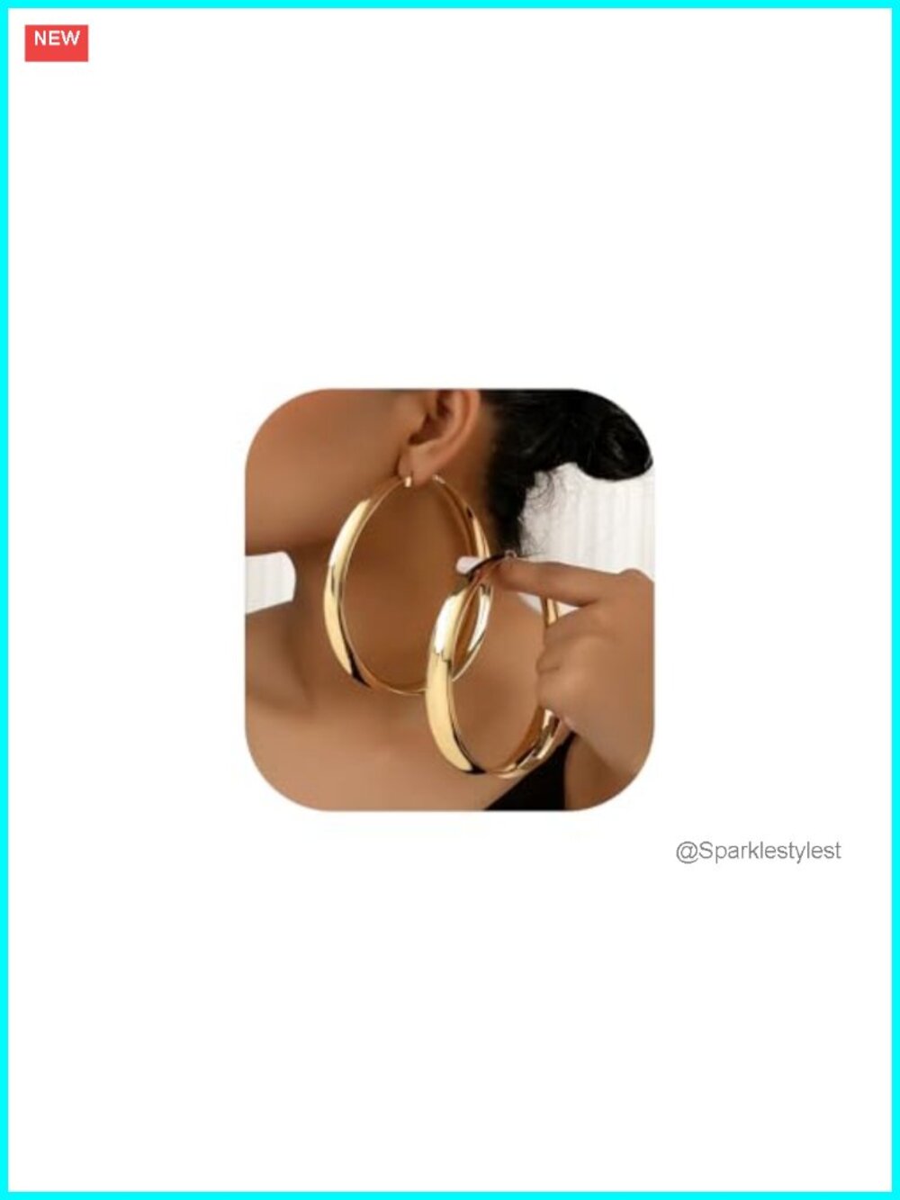 Chunky Wide Flat Hoop Earrings Statement Dangle Fashion Jewelry for Women